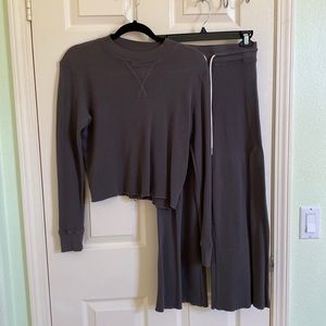 Crop top sweater with crop pants set